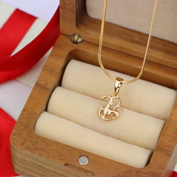 "Capricorn Zodiac Rose Gold Pendant Elegant Charm, XPPT1471 - Picture 7 of 13